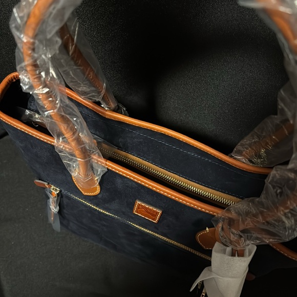 Navy Suede Tote - Picture 3 of 7